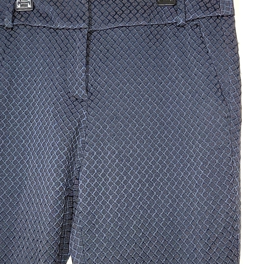 LOFT dress pants "Marissa Skinny" size 8 tall, black with navy diamond print - Picture 2 of 9